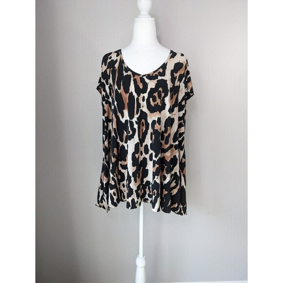 Show Me Your Mumu Leopard Cap Sleeves Top Large - Picture 1 of 6